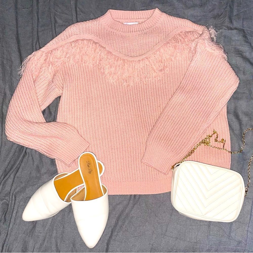 Fringe Sweater (Pink Lily) Medium